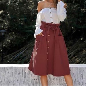 Double Pocket Button Paper Bag Waist Skirt ❤️